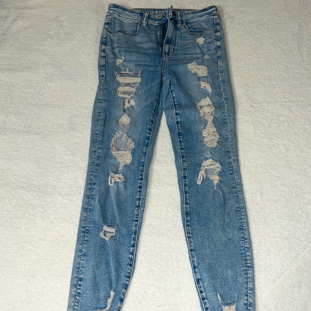 High waisted denim jeans